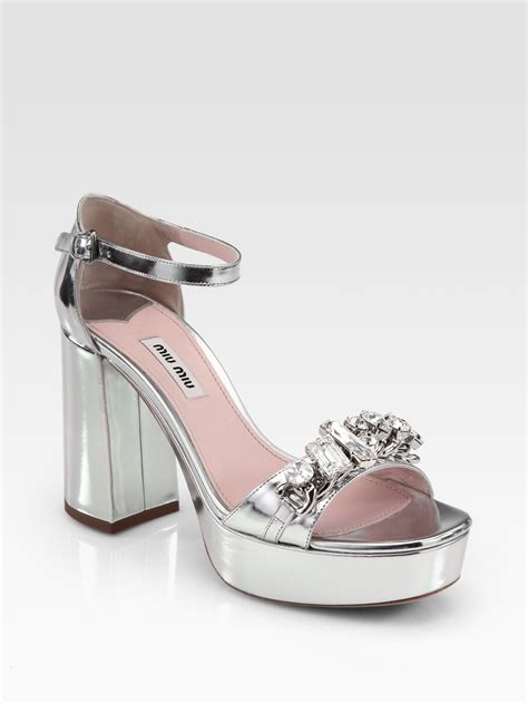 miu miu metallic sandals